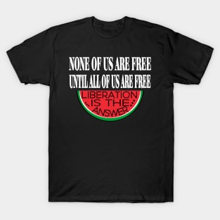 None Of Us Are Free Until All Of Us  Are Free -Liberation Is The Answer - Front T-Shirt